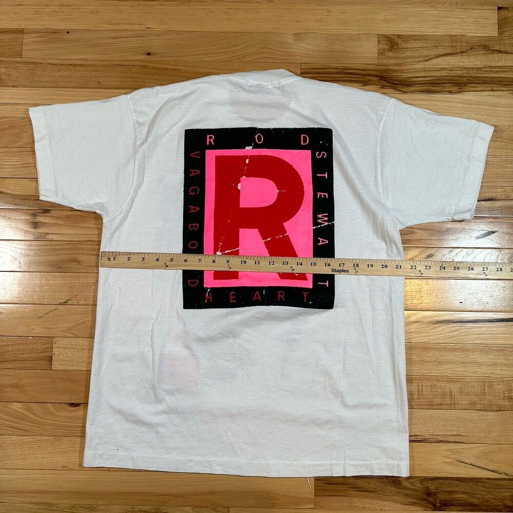 Vintage 1991 Rod Stewart Vagabond Music Tour Band TShirt XL RARE Single Stitch - Picture 5 of 5